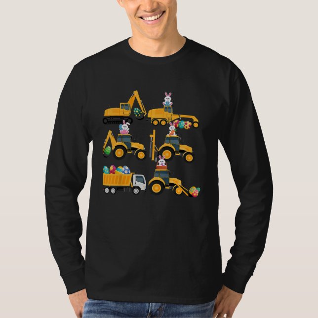 Easter day Bunny Construction Trucks  Boys Kids To T Shirt (Framsida)