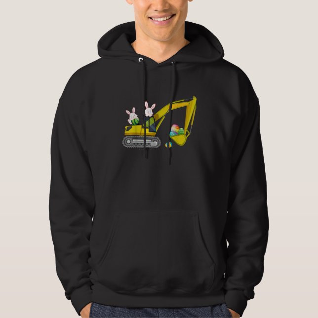 Easter Day Bunny Construction Trucks Eggs Boys Kid Hoodie (Framsida)