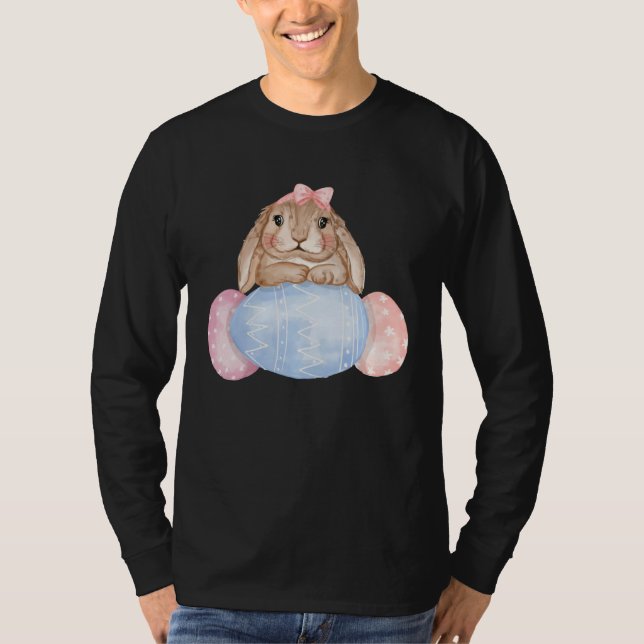 Easter day Cute Easter Bunny Holding Easter Eggs f T Shirt (Framsida)