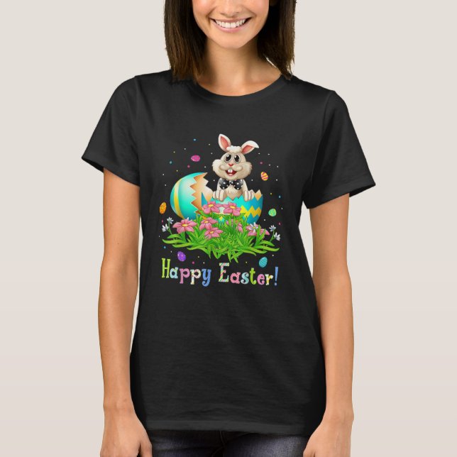 Easter Day Egg And Bunny Rabbit Happy Easter T Shirt (Framsida)