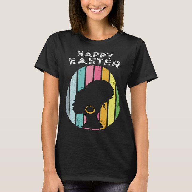 Easter Day Egg Hunting and Afro Bun african americ T Shirt (Framsida)