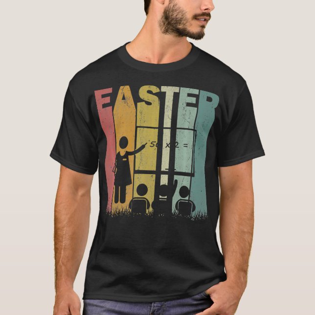 Easter Day Math Teacher Retro Graphic Funny Easter T Shirt (Framsida)
