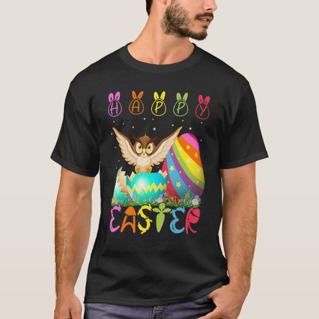 Easter Day Owl Matching Family Cute Easter Costume T Shirt (Framsida)
