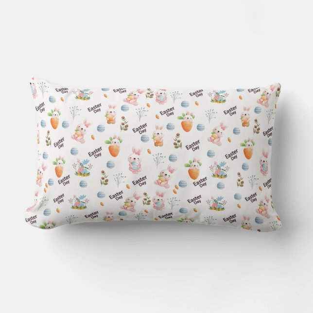 Easter Day Rabbits Pattern Lumbarkudde (Framsida)