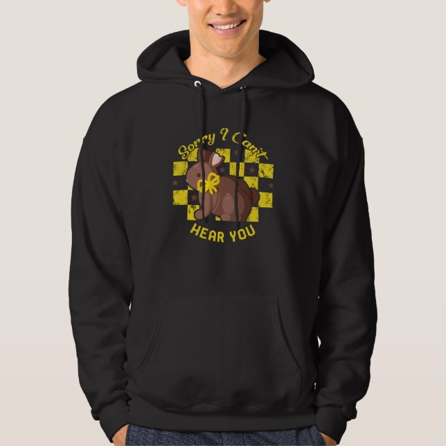 Easter Day Sorry I Can t Hear You Chocolate Bunny  Hoodie (Framsida)