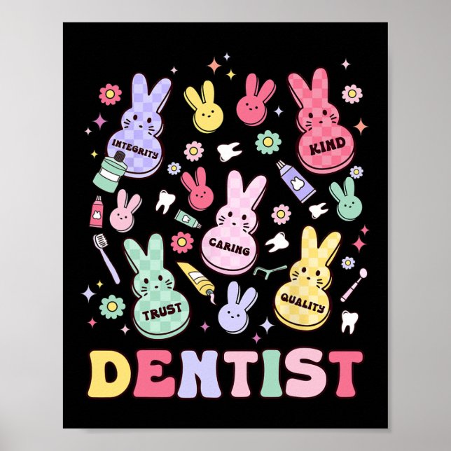 Easter Dentist Retro Rdh Dental Hygienist Squad Bu Poster (Framsidan)