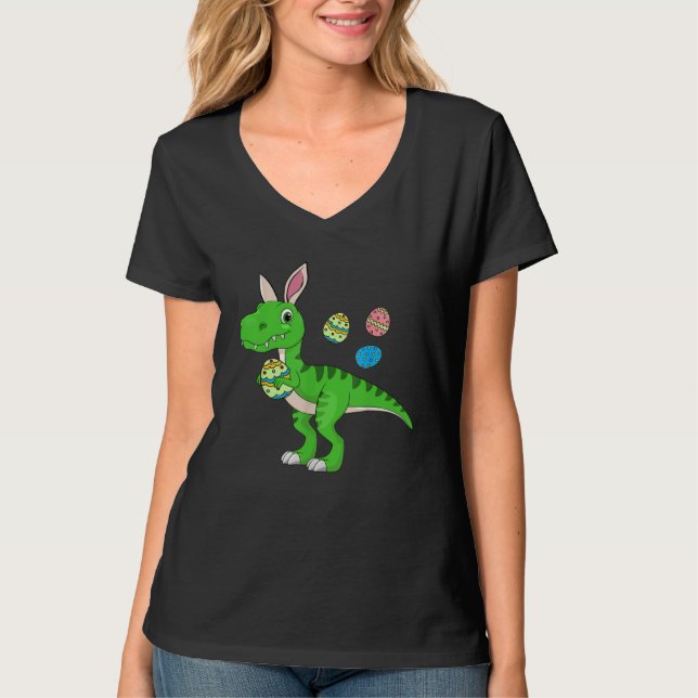 Easter Dinosaur Boys Kids Bunny Easter Basket Stuf T Shirt (Framsida)