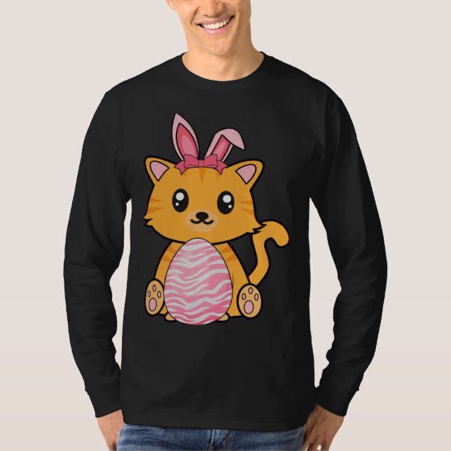 Easter Egg Hunt Bunny Ear Cat Easter Day 2023 T Shirt (Framsida)