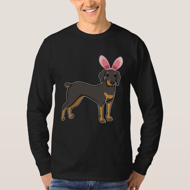 Easter Egg Hunt Bunny Ear Doberman Easter Day 2023 T Shirt (Framsida)