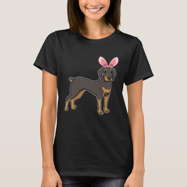 Easter Egg Hunt Bunny Ear Doberman Easter Day 2023 T Shirt (Framsida)