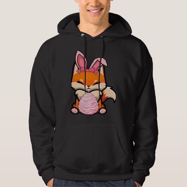 Easter Egg Hunt Bunny Ear Fox Easter Day 2023 Hoodie (Framsida)