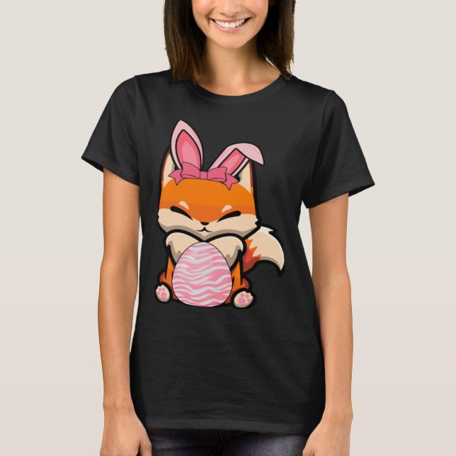 Easter Egg Hunt Bunny Ear Fox Easter Day 2023 T Shirt (Framsida)