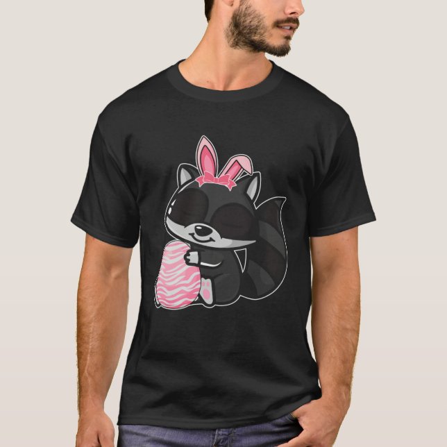 Easter Egg Hunt Bunny Ear Raccoon Easter Day 2023 T Shirt (Framsida)