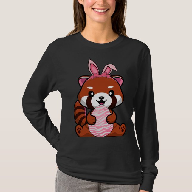 Easter Egg Hunt Bunny Ear Red Panda Easter Day 202 T Shirt (Framsida)