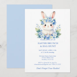 Easter Egg Hunt Cute Bunny Watercolor Hydrangea Inbjudningar