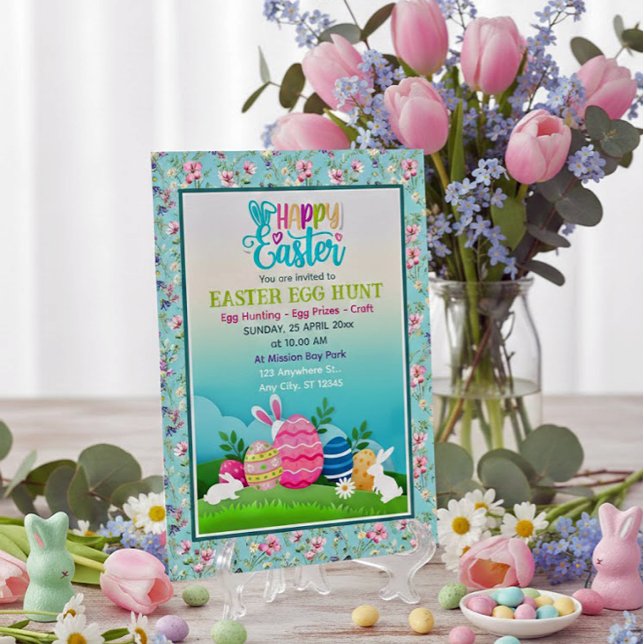 Easter Egg Hunt, Kids Easter Celebration Party Inbjudningar (Skapare uppladdad)