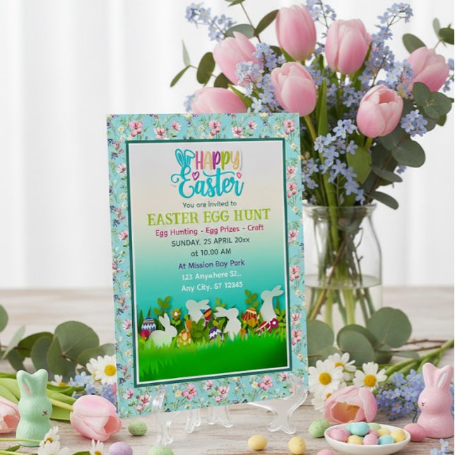 Easter Egg Hunt, Kids Easter Celebration Party Inbjudningar (Skapare uppladdad)