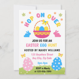 Easter Egg Hunt Kids Pastel Blue Pink Invite Inbjudningar