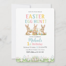 Easter Egg Hunt Michael's 1st Birthday Invitation Inbjudningar