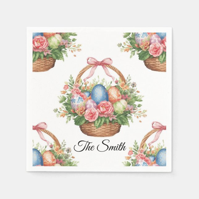 Easter Egg Hunt Party Napkins with Name Pappersservett (Framsidan)