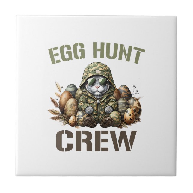 Easter Egg Hunter Crew Camo Hunting Easter Day T-S Kakelplatta (Framsidan)