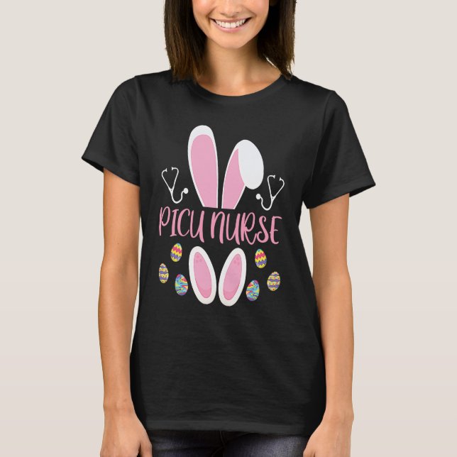 Easter Egg Hunting Rabbit Rn Easter Day Bunny PICU T Shirt (Framsida)