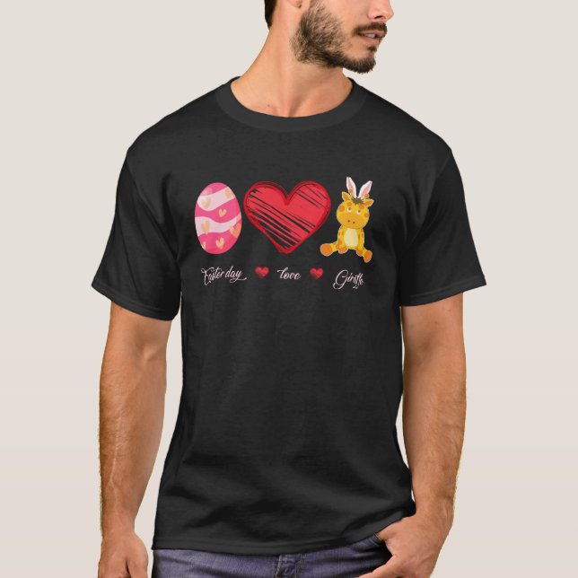 Easter Egg Love Giraffe Bunny Animal Pet  Day T Shirt (Framsida)
