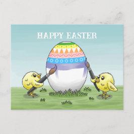 Easter egg painted by the chickens helg vykort