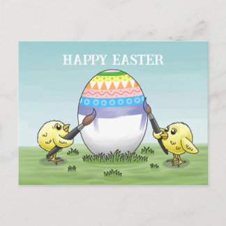 Easter egg painted by the chickens helg vykort