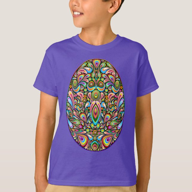 Easter Egg Psychedelic Design Kids Organic T-Shirt (Framsida)