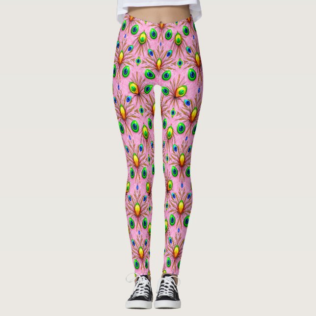 EASTER EGGS ~ Green Yellow 3D ~  Leggings (Framsida)