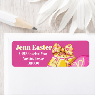 Easter Eggs in Pink and Yellow Returadress Etikett