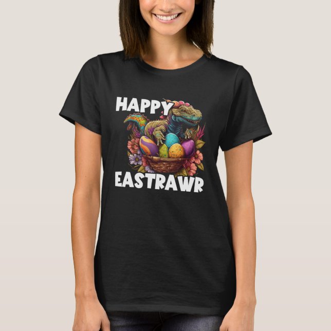 Easter Eggs Rex Dino Happy Easter Day Happy Easter T Shirt (Framsida)
