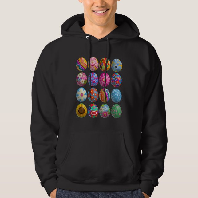 Easter Eggs spring flowers colorful fun Hoodie (Framsida)