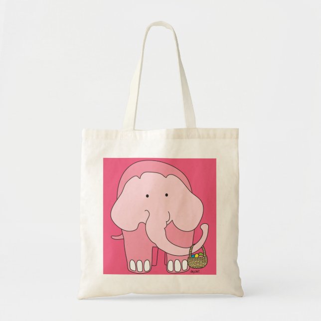 Easter Elephant Egg Basket Tote Tygkasse (Framsidan)