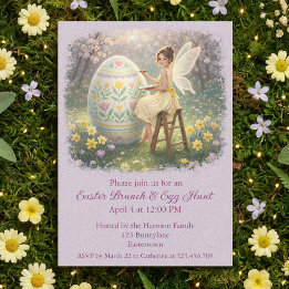 Easter Fairy Painting Egg Spring Inbjudningar