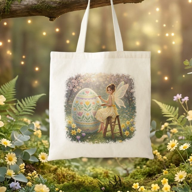 Easter Fairy Painting Egg Spring Tygkasse (Skapare uppladdad)