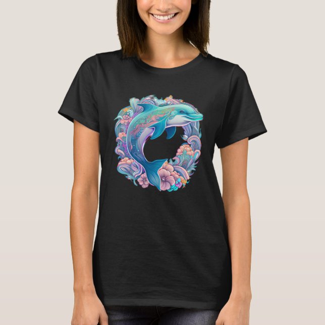 Easter festive Illustration with charming Dolphin  T Shirt (Framsida)