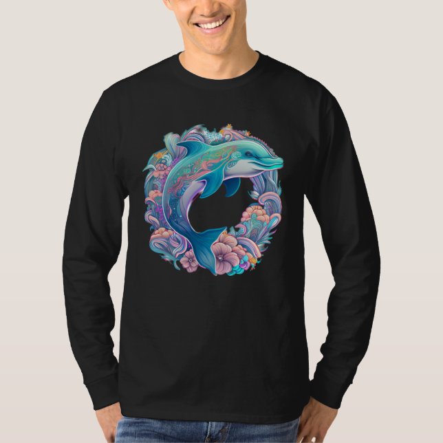 Easter festive Illustration with charming Dolphin  T Shirt (Framsida)