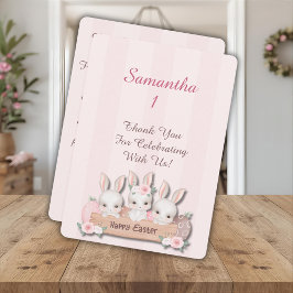 Easter First Birthday Thank You - Kawaii Bunnies Tack Kort