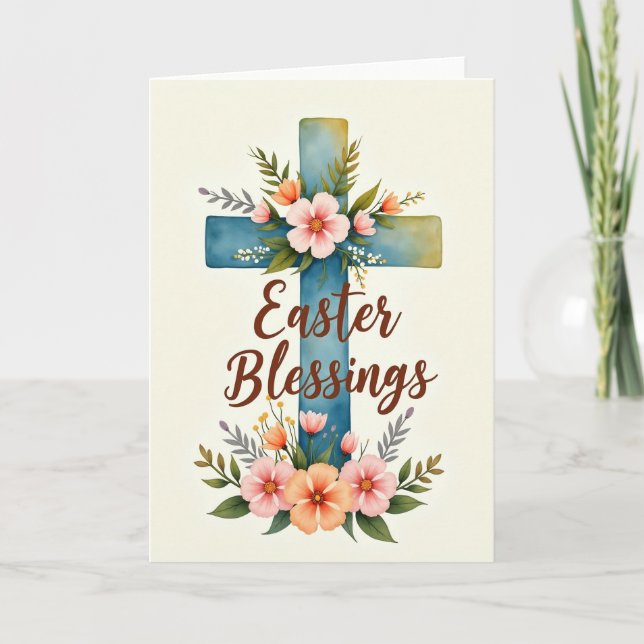 Easter Floral Cross Card Kort (Framsida)