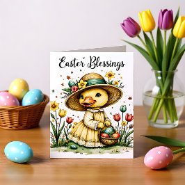 Easter, Floral Duck Greeting & Note Card Anteckningskort