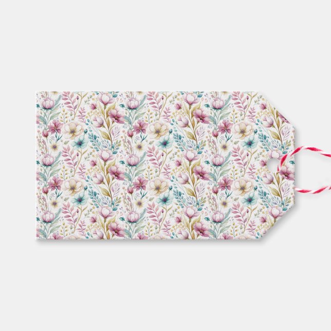 Easter Floral Garden Wrapping Paper Set  Presentetikett (Framsidan (Horizontal))