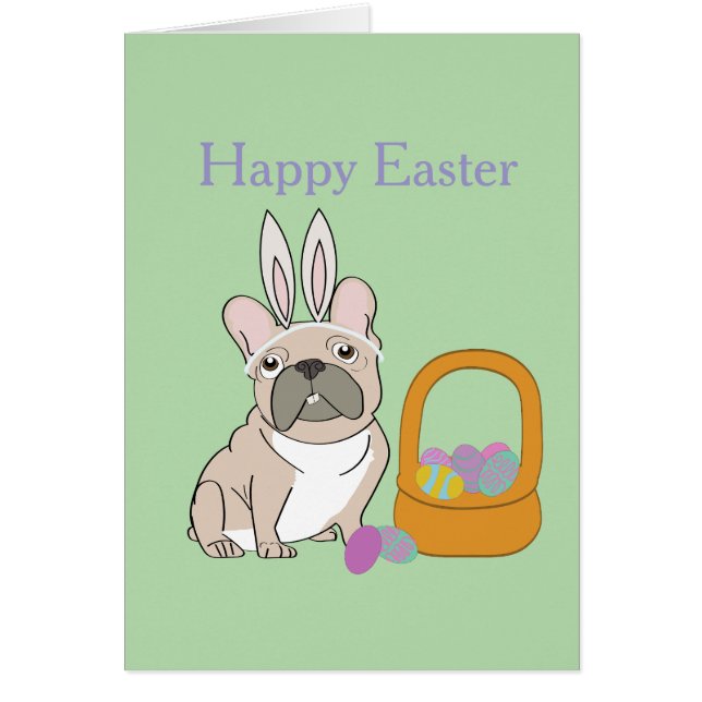 Easter French Bulldog Hälsningskort (Framsidan)