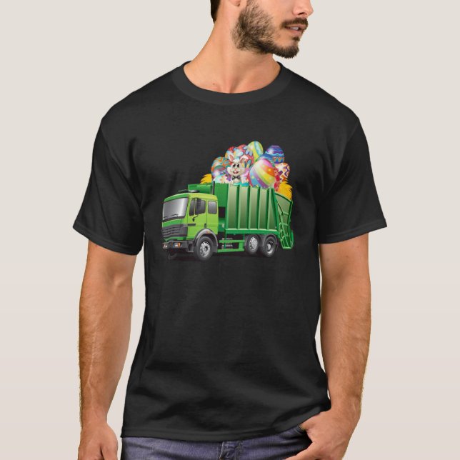 Easter Garbage Truck Eggs Funny Easter Day For Boy T Shirt (Framsida)