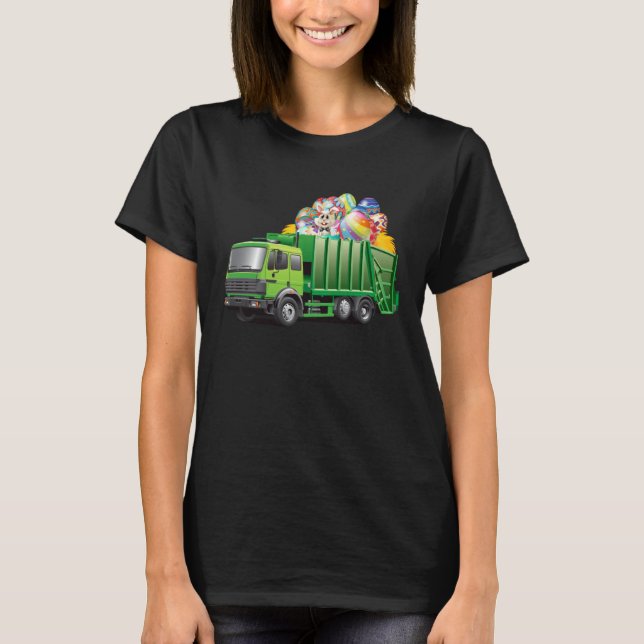 Easter Garbage Truck Eggs Funny Easter Day For Boy T Shirt (Framsida)