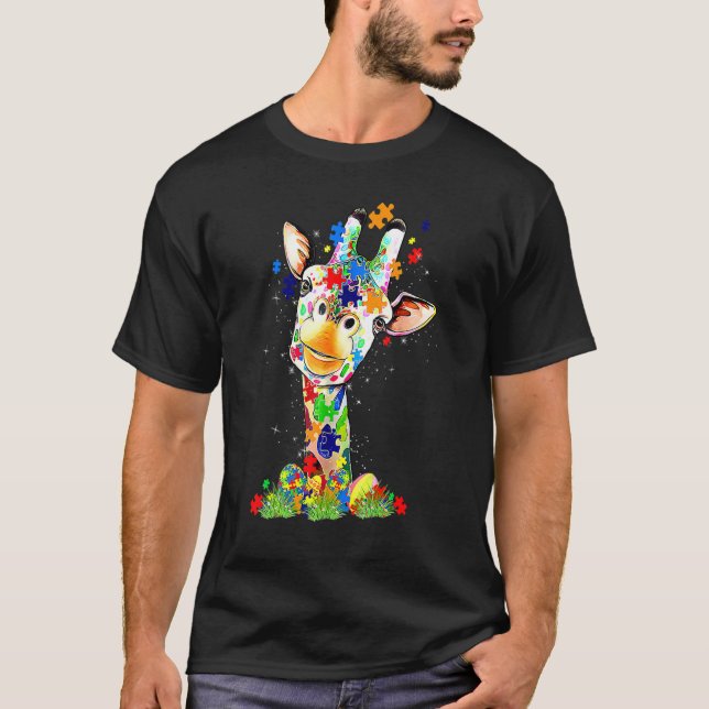 Easter Giraffe World Autism Awareness Day T Shirt (Framsida)