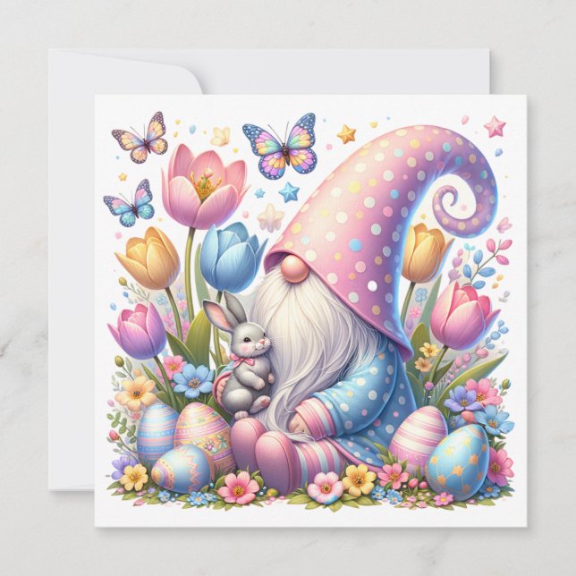 Easter Gnome with Bunny and Spring Flowers  (Framsida)