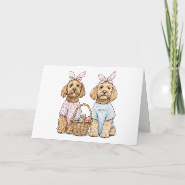 Easter Goldendoodle Dogs Kort (Framsida)