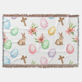 Easter Grace – Seamless Pastel Bunny & Cross Patte Filt